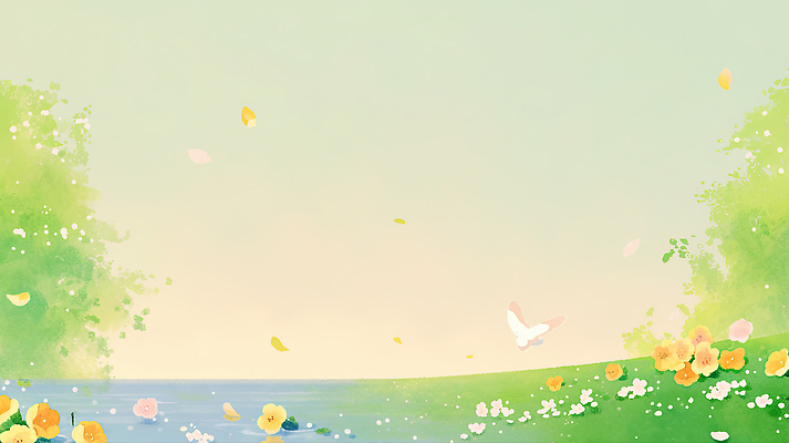 JPG 나무 꽃 예술 컬러 나비 백그라운드 잎 일러스트 자연 하늘 수채화 풍경 초록색 물 여름 강 노란색 봄풍경 봄 흰색 국내일러스트 AI일러스트 AI콘텐츠 자연요소 식물 계절 곤충 생태계 파일형식