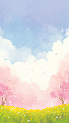 JPG 나무 계절 꽃잎 꽃 분홍색 하늘색 일러스트 자연 하늘 생명 날씨 풍경 잔디 환경 희망 봄풍경 봄 뷰티풀 국내일러스트 AI일러스트 AI콘텐츠 식물 감정 컬러 파란색 생태계 파일형식