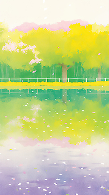 JPG 나무 공원 꽃 길 일러스트 자연 하늘 바람 풍경 잔디 초록색 물 여름 반사 봄풍경 봄 산책로 연못 떨어짐 풍경화 국내일러스트 AI일러스트 AI콘텐츠 자연요소 식물 계절 공공시설 컬러 컨셉 날씨 그림 생태계 파일형식