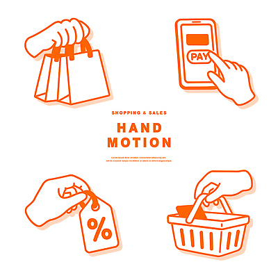 선 가방 모션 신체부위 쇼핑 라벨 바구니 파일형식 벡터 판매 손 포즈 결제 어플리케이션 쇼핑백 장바구니 세일 꼬리표 오브젝트 소비 온라인 오프라인 가격 구매 거래 상점 고객 AI파일 일러스트 국내일러스트 라인아트 손짓
