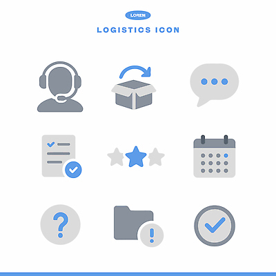 아이콘 디자인 통신 커뮤니케이션 정보 업무 계획 질문 확인 문서 패키지 물류 체크리스트 피드백 2D아이콘 AI파일 컨셉 작업 파일형식 벡터