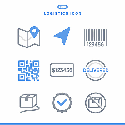 아이콘 화살표 지도 그래픽 배송 체크표시 확인 바코드 시스템 패키지 물류 QR코드 2D아이콘 AI파일 파일형식 벡터