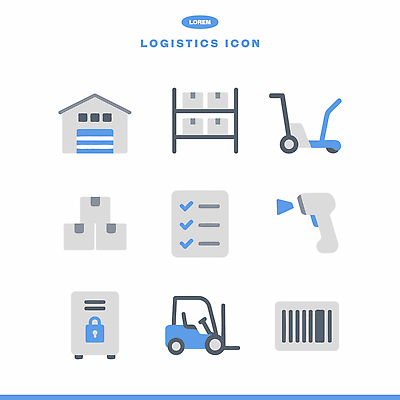 아이콘 포장 바닥 관리 운송업 상품 배송 창고 저장 바코드 지게차 물류 분류 체크리스트 2D아이콘 AI파일 산업 중장비 파일형식 벡터