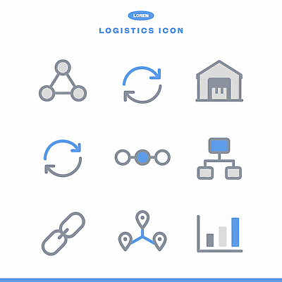 아이콘 문자 컨셉 상품 파일형식 벡터 물류 디자인 재고 관리 기호 도형 세트 그래픽 배열 연결 위치 흐름 2D아이콘 AI파일