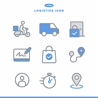 아이콘 지도 관리 자전거 트럭 정보 운송업 시간 업무 배송 저장 위치 물류 경로 2D아이콘 AI파일 산업 자동차 바이크 작업 파일형식 벡터