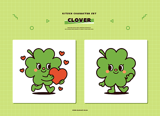 모양 식물 캐릭터 감정 컨셉 관계 모션 초록색 트래킹 클로버 파일형식 벡터 하트 귀여움 연두색 걷기 달리기 세트 등산 친구 사랑 표현 즐거움 디자인 일러캐릭터 AI파일 일러스트 네잎클로버