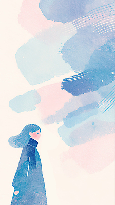 JPG 시선 여자 감정 예술 컬러 백그라운드 생각 일러스트 자연 하늘 바람 수채화 거리 머리카락 표현 그림 국내일러스트 AI일러스트 AI콘텐츠 자연요소 날씨 사람 머리 생태계 파일형식