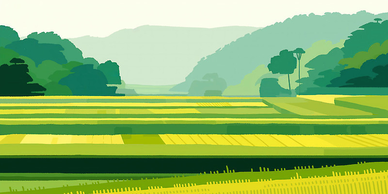 JPG 나무 계절 밭 농업 일러스트 자연 바람 날씨 산 곡류 풍경 초록색 농장 금색 수확 농촌 언덕 평야 국내일러스트 AI일러스트 AI콘텐츠 자연요소 식물 산업 컬러 시골 생태계 파일형식