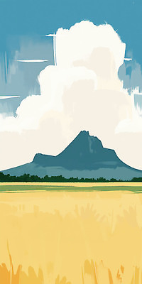 JPG 나무 계절 일러스트 자연 하늘 날씨 산 풍경 초원 농경지 환경 공간 금색 시골 지루함 멀리 평지 국내일러스트 AI일러스트 AI콘텐츠 식물 감정 컬러 농장 땅 생태계 파일형식