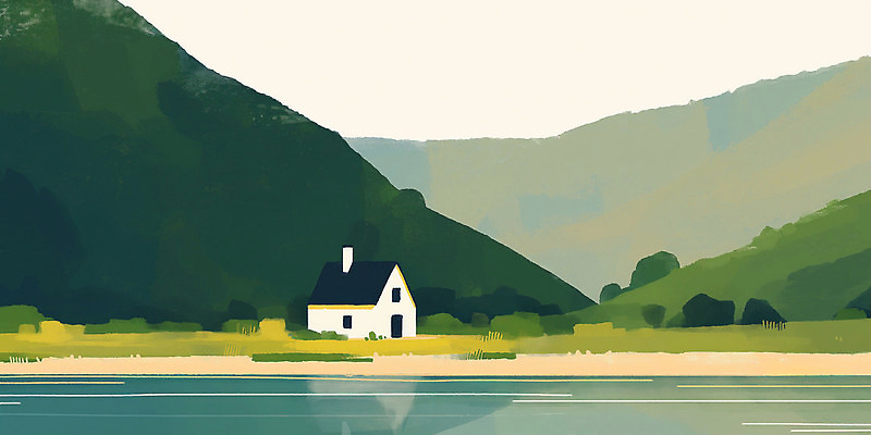 JPG 나무 호수 일러스트 자연 바람 산 주택 초가집 풍경 초원 일상 물 여름 햇빛 정원 편안함 단순화된 오후 경관 국내일러스트 AI일러스트 AI콘텐츠 자연요소 식물 계절 날씨 한옥 건물 라이프 태양 감각 생태계 파일형식