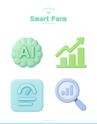 산업 컨셉 농장 3D 파일형식 스마트팜 AI_인공지능 그래프 성장 측정 도구 디지털 농업 기술 디자인 정보 자료 분석 PSD 편집이미지 편집3D