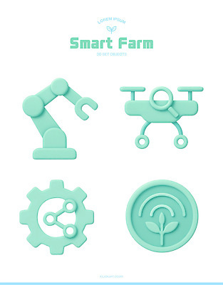 농장 3D 오브젝트 파일형식 스마트팜 기계 로봇 드론 부속품 디자인 PSD 편집이미지 편집3D