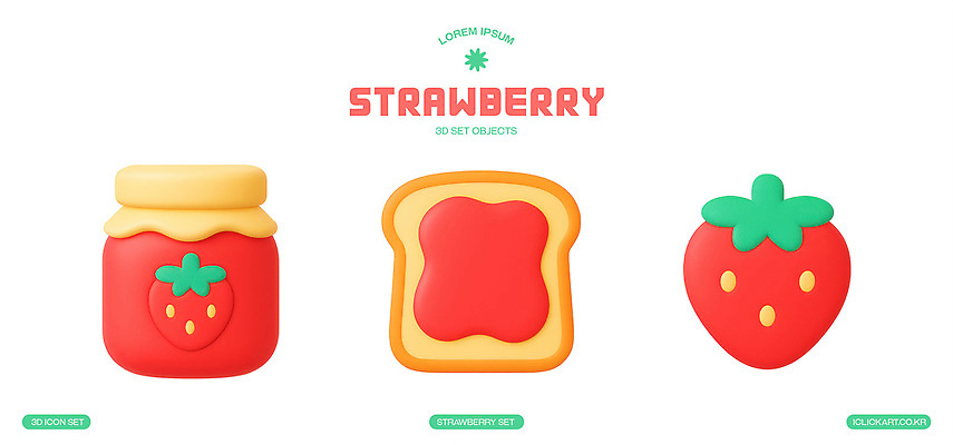 빵 과일 재질 사람 3D 소스_음식 파일형식 딸기 잼 토스트 세트 디자인 음식 플라스틱 장식 주방 컬러 모양 오브젝트 어린이 PSD 편집이미지 편집3D