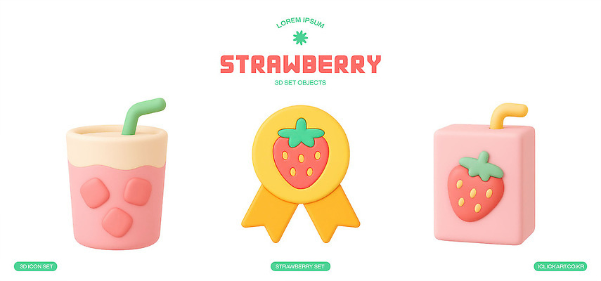 식기 컬러 과일 미술 3D 파일형식 딸기 음료 조형물 컵 배지 분홍색 장식 디자인 음식 예술 창작 재료 스타일 PSD 편집이미지 편집3D