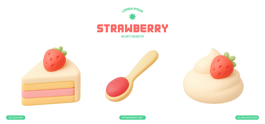 음식 과일 모션 디저트 수저 3D 제과제빵 맛 파일형식 딸기 케이크 숟가락 크림 요리 주방 세트 모양 식사 달콤 제과 만들기 PSD 편집이미지 편집3D