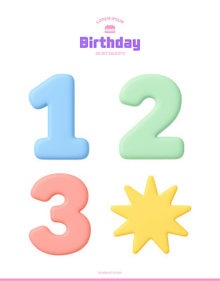 자연요소 문자 기념일 가구 학용품 사람 이벤트 3D 생일 파일형식 장식 숫자 별 파스텔 컬러 파티 탁자 어린이 준비물 생일파티 모양 PSD 편집이미지 편집3D