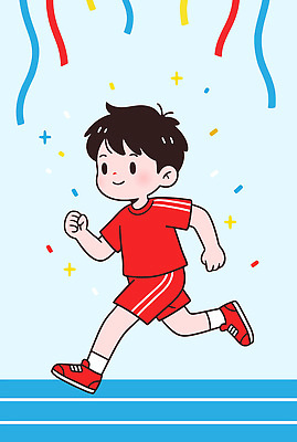 옷 남자 감정 종이 어린이 스포츠 컬러 모션 운동선수 표정 건강 사람 최고 파일형식 벡터 소년 운동복 달리기 축제 경기 빨간색 장식 색종이 웃음 기쁨 운동 즐거움 우승 친목 일러스트 국내일러스트 AI파일 육상선수