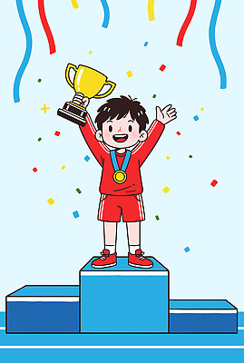 감정 컨셉 운동선수 사람 이벤트 최고 상_우승 체육 대회 상_상패 파일형식 벡터 어린이 시상대 트로피 기쁨 체육대회 축하 청소년 우승 메달 축제 기념일 스포츠 모션 즐거움 행복 응원 일러스트 국내일러스트 AI파일 육상선수