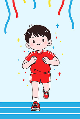 옷 감정 컬러 컨셉 모션 운동선수 건강 사람 최고 파일형식 벡터 어린이 달리기 운동복 빨간색 운동 백그라운드 장식 표정 스포츠 즐거움 체육 놀이 경쟁 축제 파란색 일러스트 국내일러스트 AI파일 육상선수 우승