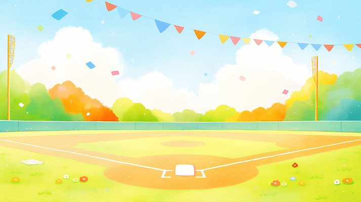 JPG 나무 꽃 스포츠 컬러 백그라운드 일러스트 모션 자연 하늘 풍경 이벤트 경기 장식 여름 축제 운동장 방울 깃발 준비 체육대회 야구장 설렘 국내일러스트 AI일러스트 AI콘텐츠 식물 계절 스포츠시설 공간 체육 생태계 대회 파일형식