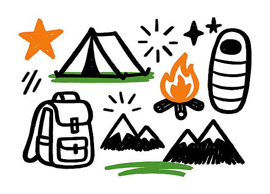 자연요소 계절 감정 컨셉 가방 관계 모션 불 레저 캠핑도구 트래킹 생태계 파일형식 벡터 캠핑 배낭 텐트 산 여름 자연 도전 가족 여행 아웃도어 즐거움 계획 준비 풍경 그림 만들기 모닥불 낙서 국내일러스트 일러스트 AI파일 등산