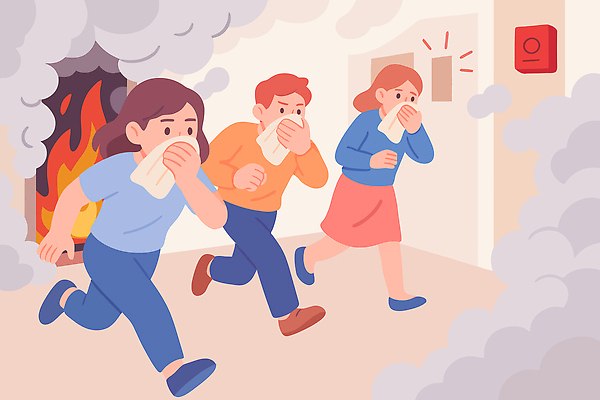 자연요소 건축물 다수 컨셉 안전 사람 도움 사건 재해 파일형식 벡터 화재 대피 여러명 연기 건물 자연재해 위험 탈출 소방 구출 모션 그룹 위기 불 국내일러스트 일러스트 AI파일 행동요령