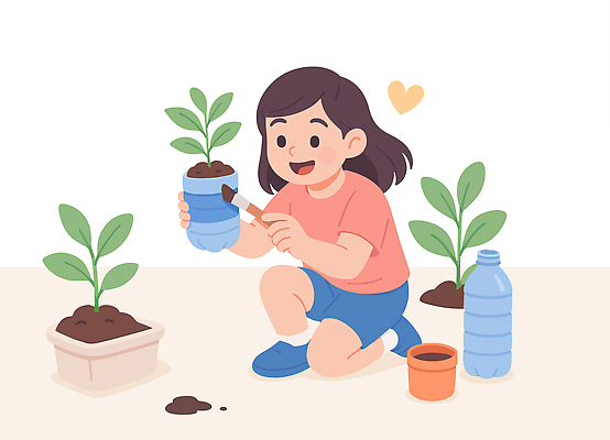 관계 모션 사람 라이프 신체부위 물통 친환경 생태계 파일형식 벡터 어린이 식물 화분 심기 흙 손잡이 물병 일상 놀이 자연 가족 가정 손 감정 물주기 정원 환경 국내일러스트 일러스트 AI파일 업사이클링
