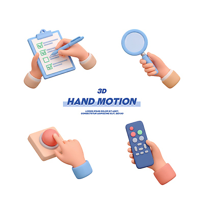 손 컨셉 모션 신체부위 필기구 3D 사무용품 디지털합성 파일형식 포즈 체크리스트 펜 확대경 버튼 리모컨 서류판 손가락 작업 관찰 조작 완료 편집3D 편집이미지 PSD 손짓 비즈니스
