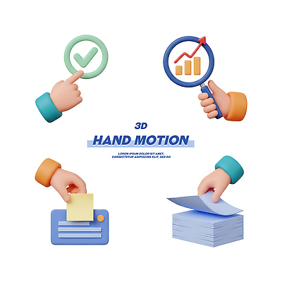 비즈니스 모션 신체부위 3D 사무용품 디지털합성 확인 파일형식 손 포즈 그래픽 체크표시 그래프 메모지 문서 작업 관리 회의 사무실 정보 편집3D 편집이미지 PSD 손짓