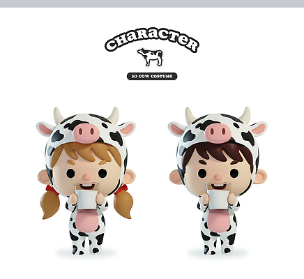 감정 동물캐릭터 컨셉 포유류 유제품 표정 사람 3D 소 디지털합성 파일형식 캐릭터 옷 어린이 우유 웃음 놀이 즐거움 디자인 귀여움 동물 패션 코스프레 편집3D 편집이미지 PSD 젖소 소캐릭터