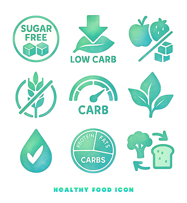 문자 웰빙 컨셉 건강 영양소 탄수화물 파일형식 음식 저탄수화물 단백질 설탕 유기농 다이어트 식사 선택 식단 정보 기호 PSD 수채화 일러스트 국내일러스트