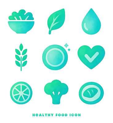 자연요소 식물 식기 음식 채소 과일 식재료 파일형식 건강 샐러드 잎 물 곡류 접시 확인 표시 레몬 브로콜리 육류 세트 PSD 수채화 일러스트 국내일러스트