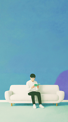 JPG 캐릭터 남자 포즈 일러스트 모션 휴식 주택 실내 앉기 취미 일상 책 파란색 소파 공간 시간 스케치 읽기 힐링 조용 국내일러스트 AI일러스트 AI콘텐츠 컬러 컨셉 의자 미술 사람 내부 건물 라이프 파일형식