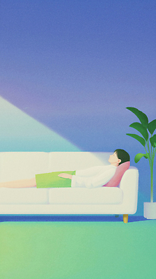 JPG 식물 옷 남자 일러스트 휴식 실내 일상 생활 여름 빛 소파 햇빛 방 편안함 힐링 장면 순간 국내일러스트 AI일러스트 AI콘텐츠 계절 컨셉 의자 사람 내부 라이프 태양 감각 파일형식