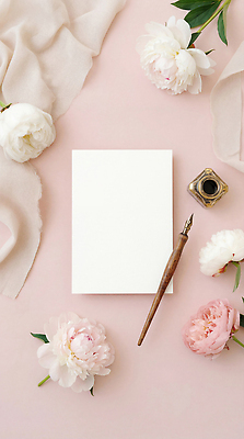 JPG 편집이미지 꽃 리본 예술 분홍색 결혼 백그라운드 탁자 잉크 발렌타인데이 장식 사무실 기록 카드 편지지 오브젝트 화사함 깃펜 작약 창작 비어있는 편집실사 AI포토 AI콘텐츠 식물 컬러 가구 컨셉 비즈니스 데이이벤트 이벤트 편지 CG 파일형식