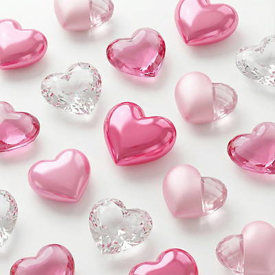 JPG 모양 편집이미지 디자인 예술 분홍색 컬러 백그라운드 패턴 유리 발렌타인데이 장식 하트 크기 크리스탈 보석 배열 구슬 오브젝트 큐빅 이미지편집 AI컴퓨터그래픽 AI콘텐츠 무늬 데이이벤트 재질 광석 파일형식