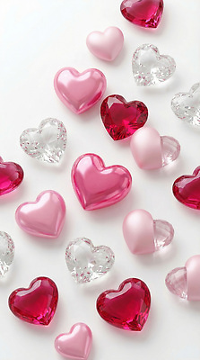 JPG 편집이미지 디자인 분홍색 컬러 유리 바닥 발렌타인데이 선물 사랑 장식 파티 하트 생일 플라스틱 크리스탈 보석 즐거움 큐빅 흩어짐 이미지편집 AI컴퓨터그래픽 AI콘텐츠 모양 기념일 감정 컨셉 데이이벤트 재질 이벤트 광석 파일형식