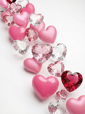 JPG 모양 편집이미지 디자인 분홍색 컬러 패턴 발렌타인데이 장식 반짝임 하트 투명 크기 크리스탈 보석 배열 광택 큐빅 아기자기 이미지편집 AI컴퓨터그래픽 AI콘텐츠 컨셉 무늬 모션 데이이벤트 광석 파일형식