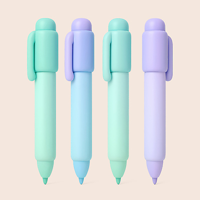 교육 비즈니스 문구용품 학용품 필기구 3D 오브젝트 파일형식 펜 사무용품 컬러 디자인 파스텔 일렬 백그라운드 쓰는 사무실 학생 학습 그림 색칠 편집3D PSD 편집이미지 신학기