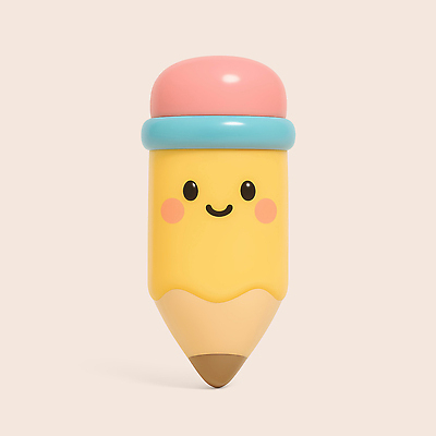 컬러 컨셉 학용품 사람 필기구 3D 파일형식 연필 장난감 귀여움 노란색 분홍색 파란색 디자인 백그라운드 캐릭터 오브젝트 어린이 교육 놀이 편집3D PSD 편집이미지 신학기