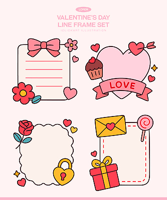 모양 식물 감정 컨셉 데이이벤트 디저트 사람 이벤트 오브젝트 파일형식 벡터 발렌타인데이 사랑 하트 꽃 사탕 선물 장식 쿠키 초콜릿 귀여움 심볼 문구용품 로맨틱 축하 여자 기념일 디자인 국내일러스트 일러스트 AI파일 프레임