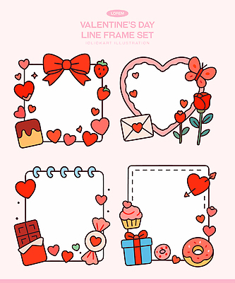 모양 식물 감정 컬러 과일 데이이벤트 디저트 케이크 파일형식 벡터 발렌타인데이 프레임 하트 꽃 초콜릿 장식 디자인 편지 스티커 핸드메이드 사랑 선물 컵케이크 딸기 사탕 리본 분홍색 국내일러스트 일러스트 AI파일