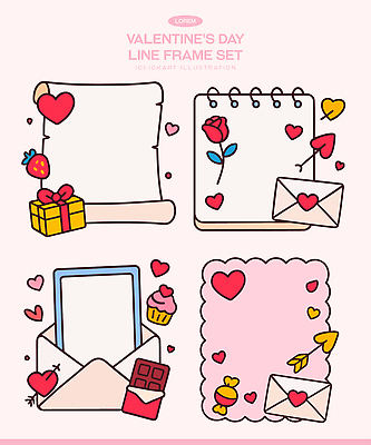 모양 꽃 감정 데이이벤트 디저트 선물 이벤트 상자 파일형식 벡터 발렌타인데이 사랑 프레임 디자인 하트 장미 초콜릿 케이크 편지 메시지 꾸미기 선물상자 스토리 행복 기념일 사람 국내일러스트 일러스트 AI파일