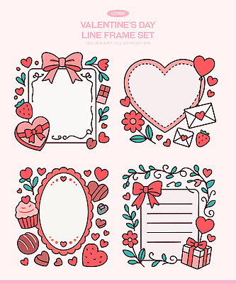 모양 식물 기념일 감정 데이이벤트 디저트 이벤트 파일형식 벡터 발렌타인데이 프레임 하트 초콜릿 꽃 장식 선물 편지 케이크 쿠키 사탕 사랑 생일 디자인 컬러 그래픽 국내일러스트 일러스트 AI파일