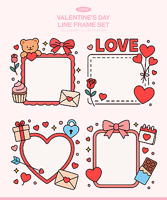 모양 식물 꽃 감정 데이이벤트 디저트 선물 이벤트 상자 케이크 파일형식 벡터 발렌타인데이 꾸미기 사랑 하트 사탕 편지 인형 초콜릿 장식 컵케이크 기념일 선물상자 장미 테두리 결혼 국내일러스트 일러스트 AI파일 프레임