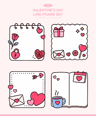 모양 식물 식기 감정 컬러 관계 데이이벤트 이벤트 표현 파일형식 벡터 발렌타인데이 사랑 일기 디자인 장식 선물 편지 하트 꽃 컵 달력 스티커 백그라운드 분홍색 기념일 커플 애정표현 국내일러스트 일러스트 AI파일 프레임