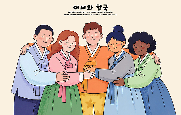 동양문화 한국전통 전통 감정 아시아 다수 컨셉 관계 안기 한국 표정 사람 인종 이벤트 전통의상 파일형식 한복 포옹 여러명 가족 친구 문화 그룹 웃음 사랑 함께함 한국문화 기념일 옷 유대감 일러스트 국내일러스트 PSD 외국인 웰컴
