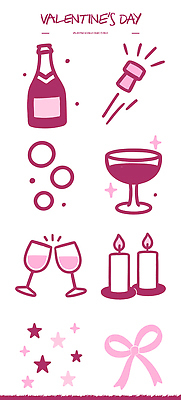 자연요소 식기 감정 컨셉 초 관계 데이이벤트 주류 이벤트 파일형식 벡터 발렌타인데이 샴페인 잔 촛불 장식 기념일 사랑 축제 리본 별 파티 음료 축하 즐거움 로맨틱 분위기 커플 모임 국내일러스트 일러스트 AI파일