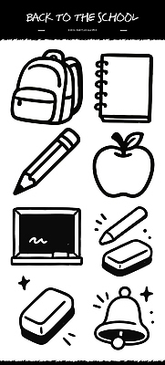 잡화 교육 과일 학교 문구용품 학용품 교재 라이프 필기구 파일형식 벡터 가방 연필 공책 사과 칠판 지우개 학습 준비 오브젝트 학생 교실 일상 사무용품 교과서 AI파일 국내일러스트 일러스트