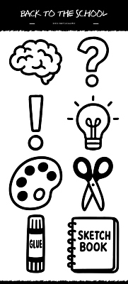 교육 컨셉 학용품 파일형식 벡터 학교 학습 뇌 전구 스케치북 준비 도구 아이디어 창의력 디자인 예술 생각 문제 질문 해결 AI파일 국내일러스트 일러스트